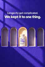 NILBERI bottle in a violet arch: Longevity got complicated. We kept it to one thing.